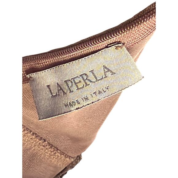 La Perla Brown Linen Corset Midi Dress Made in Italy Bodycon XS to Small Fit - Picture 4 of 8